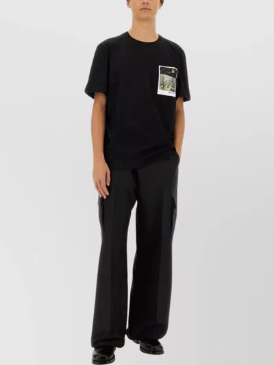 Helmut Lang Logo Crew Neck T-shirt Graphic Print In Black