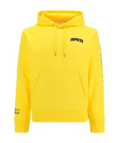 Helmut Lang Logo Drawstring Hoodie In Yellow
