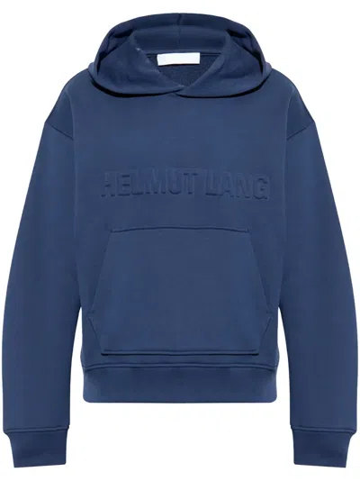 Helmut Lang Logo-embossed Hoodie In Blue