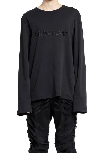 Helmut Lang Logo-embroidered Long-sleeved T-shirt In Black