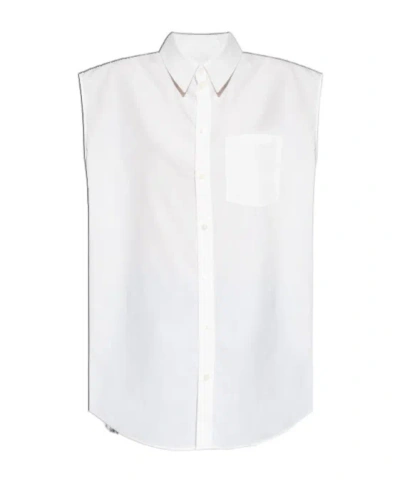 Helmut Lang Logo-embroidered Poplin Shirt In White