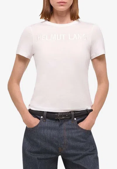 Helmut Lang Logo Embroidered Slim T-shirt In Weiss