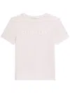 Helmut Lang Transparent Chiffon Logo T-shirt With Crew Neck In Weiss