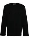 Helmut Lang Logo Crew Neck T-shirt Long Sleeves In Black
