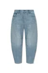 Helmut Lang Logo Patch Cocoon Jeans In Denim