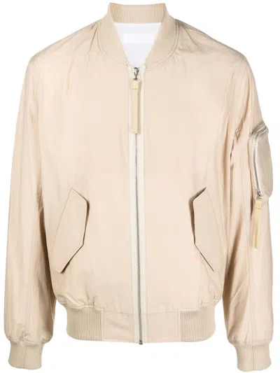 Helmut Lang Bomberjacke Mit Logo-print In Neutrals