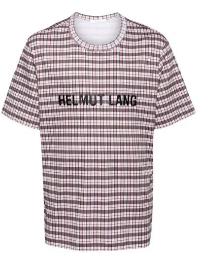 HELMUT LANG LOGO-PRINT CHECKED T-SHIRT
