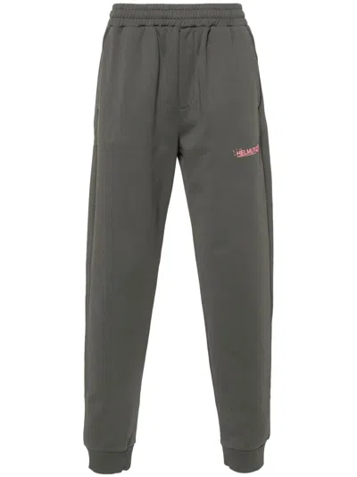 Helmut Lang Logo-print Cotton Track Pants In Grey