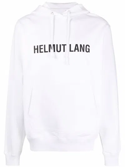 Helmut Lang Logo-print Drawstring Hoodie In Weiss