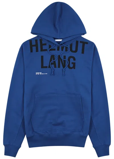 Helmut Lang Logo-print Hooded Cotton Sweatshirt In Blue