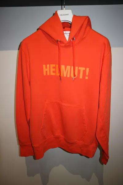 Pre-owned Helmut Lang Logo Print Hoodie In Orange
