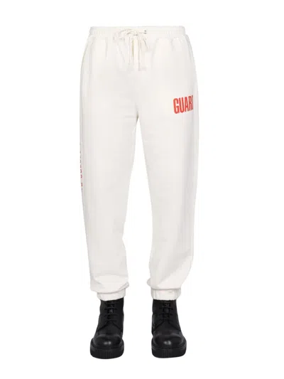 Helmut Lang Logo Print Jogging Pants In White