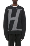 Helmut Lang Rambo Relaxed Fit Logo Sweater In Gray