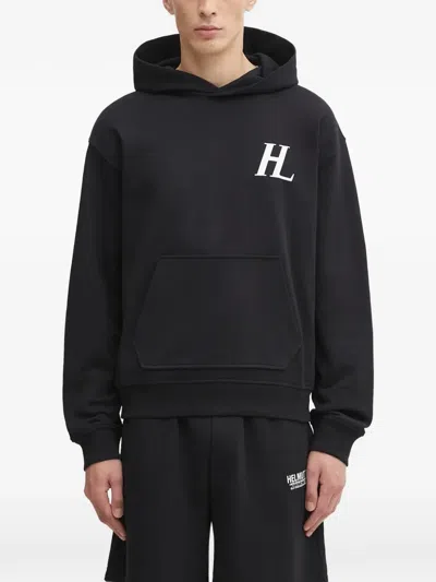 Helmut Lang Logo-print Cotton Hoodie In Black