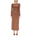 Helmut Lang One-shoulder Ruched Stretch-jersey Midi Dress In Brown
