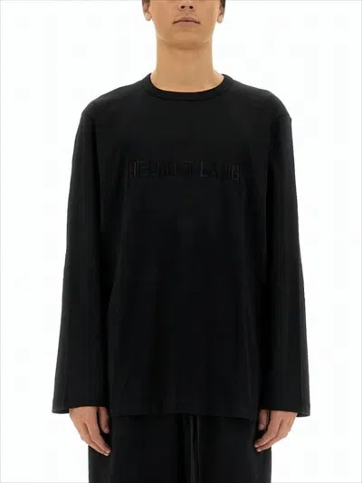 Helmut Lang Long-sleeve Black T-shirt With Tonal Branding