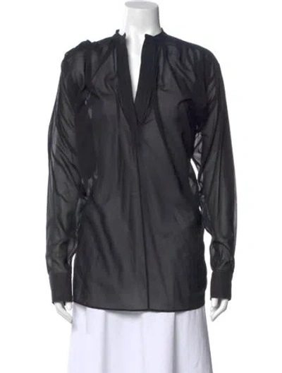 Pre-owned Helmut Lang Long Sleeve Blouse In Black
