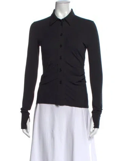 Pre-owned Helmut Lang Long Sleeve Button-up Top In Black