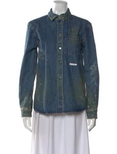 Pre-owned Helmut Lang Long Sleeve Button-up Top In Blue