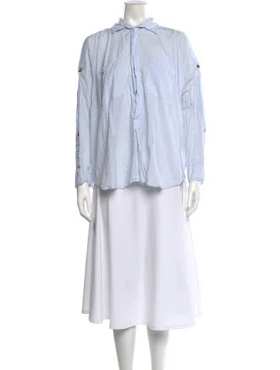 Pre-owned Helmut Lang Long Sleeve Button-up Top In Blue