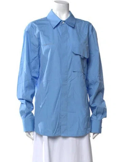 Pre-owned Helmut Lang Long Sleeve Button-up Top In Blue