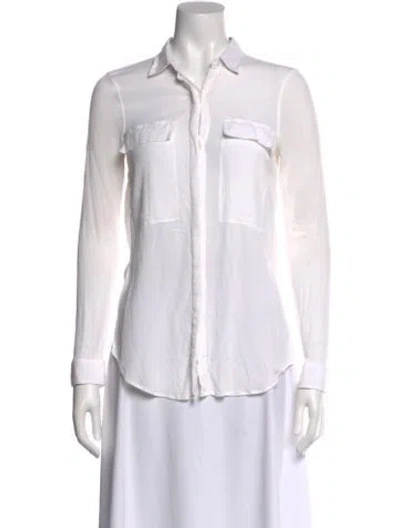 Pre-owned Helmut Lang Long Sleeve Button-up Top In White