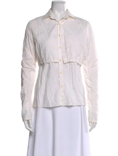 Pre-owned Helmut Lang Long Sleeve Button-up Top In White
