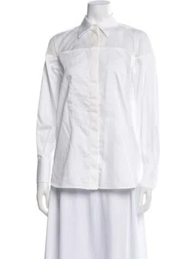 Pre-owned Helmut Lang Long Sleeve Button-up Top In White