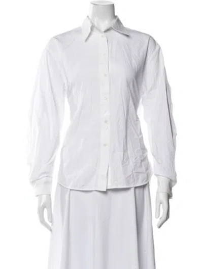 Pre-owned Helmut Lang Long Sleeve Button-up Top In White