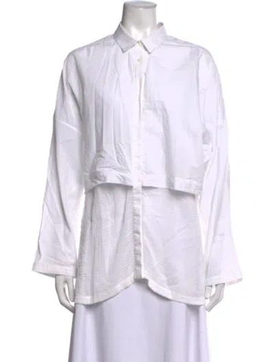 Pre-owned Helmut Lang Long Sleeve Button-up Top In White