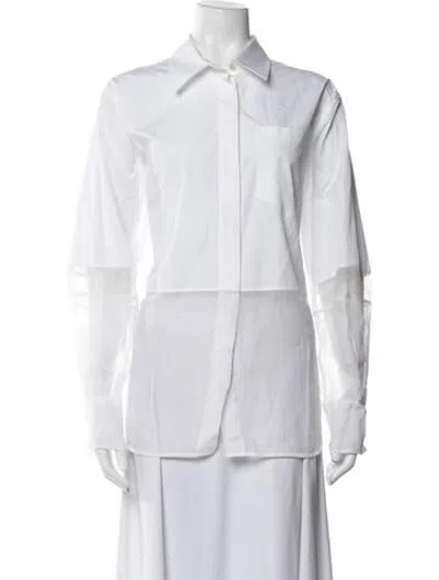 Pre-owned Helmut Lang Long Sleeve Button-up Top In White