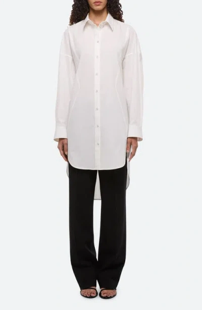 Helmut Lang Long Sleeve Cotton Mini Shirtdress In Neutral