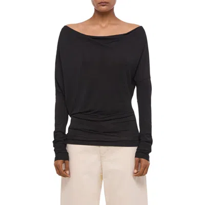 Helmut Lang Long Sleeve Cowl Back Top In Black