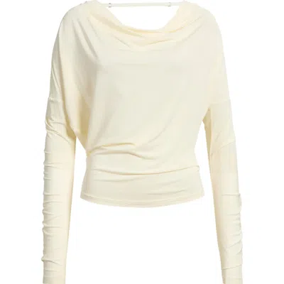 Helmut Lang Long Sleeve Cowl Back Top In White