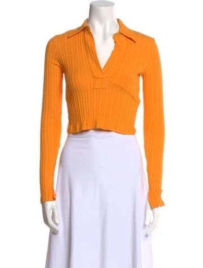 Pre-owned Helmut Lang Long Sleeve Crop Top In Orange