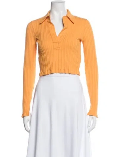 Pre-owned Helmut Lang Long Sleeve Crop Top In Orange