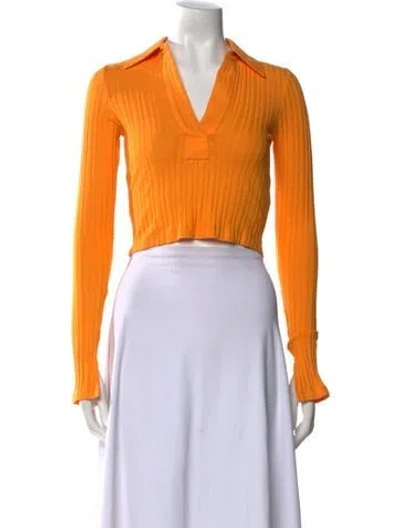 Pre-owned Helmut Lang Long Sleeve Crop Top In Yellow