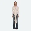 Helmut Lang Long-sleeve Draped Scarf Top In Neutral