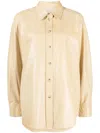 Helmut Lang Long-sleeve Leather Shirt In Neutrals