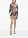 Helmut Lang Scribble Twisted Dress In Brown
