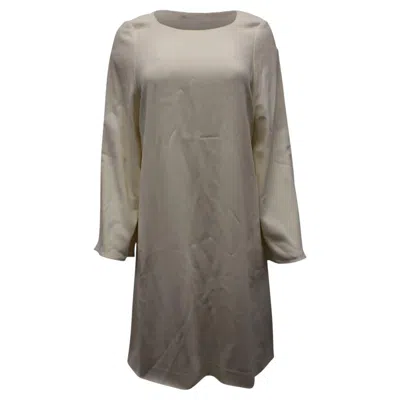 Pre-owned Helmut Lang Long Sleeve Shift Dress In Ivory Viscose In White