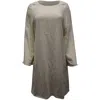 Helmut Lang Long Sleeve Shift Dress In Ivory Viscose In White