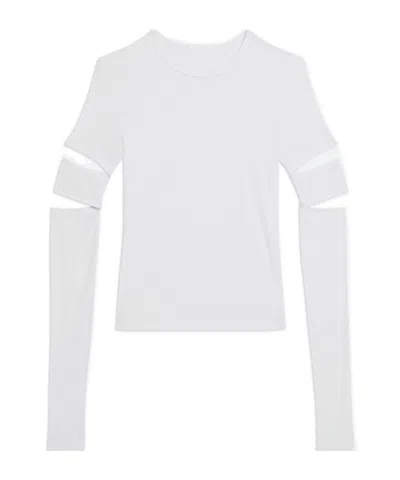 Helmut Lang Slash Cotton-blend Top In White