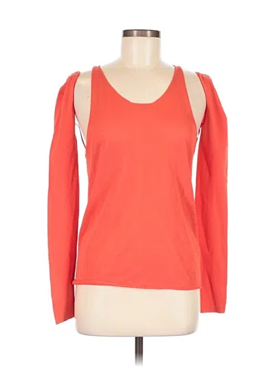 Pre-owned Helmut Lang Long Sleeve Top Orange Cold Shoulder Neckline Tops