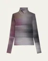 Helmut Lang Long Sleeve Turtleneck Ombre Top In Purple