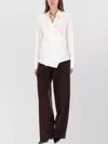 Helmut Lang Long Sleeve Wrap Top With Collared Neck In White