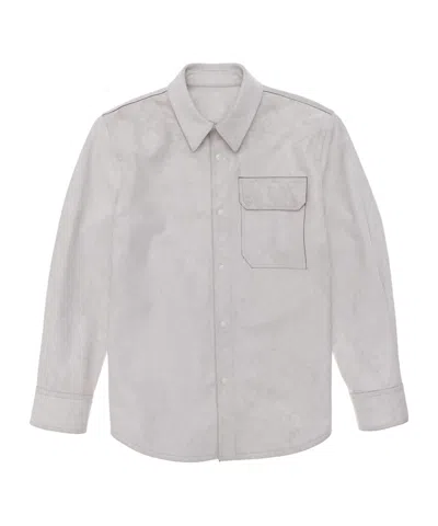 Helmut Lang Lapel Long Sleeve Leather Jacket In Gray