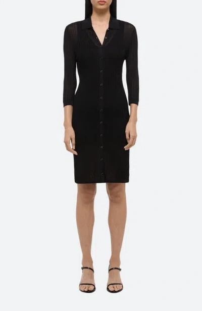 Helmut Lang Longline Pointelle Dress In Black - 001