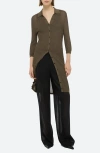 Helmut Lang Longline Pointelle Dress In Cognac