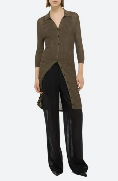 Helmut Lang Longline Pointelle Dress In Cognac